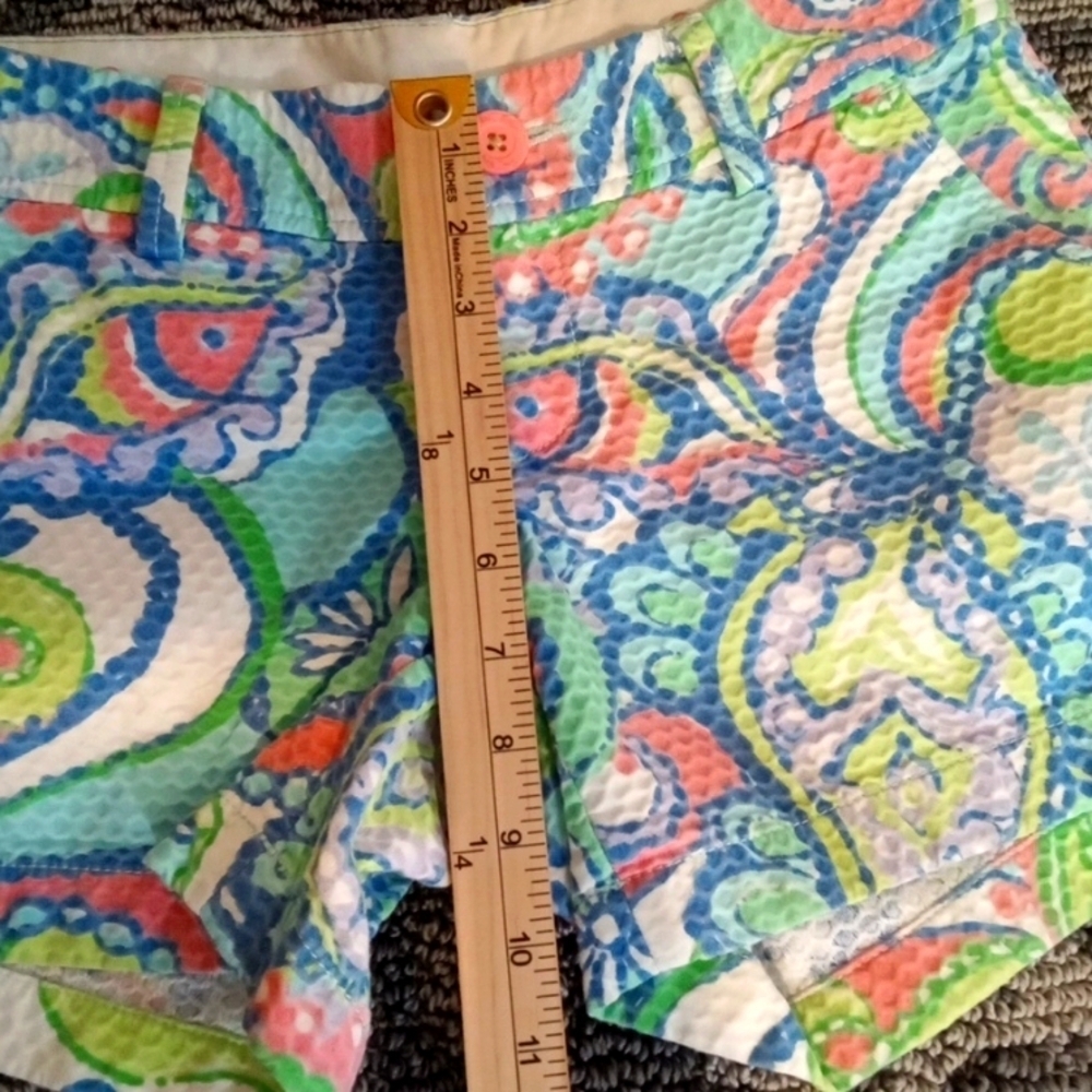 Lilly Pulitzer Blue and Green High Waist Shorts Callahan Vacation Womens Size 0 - Picture 6 of 9